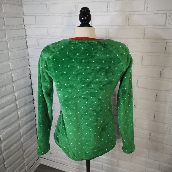 George Ladies Size Medium Green w/ Jingle Bells Fleece Ugly Christmas Sweater - Picture 2 of 9